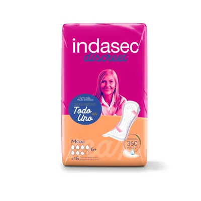 Indasec Discreet Maxi 15 compresas - pack de 6 unidades – foto 2