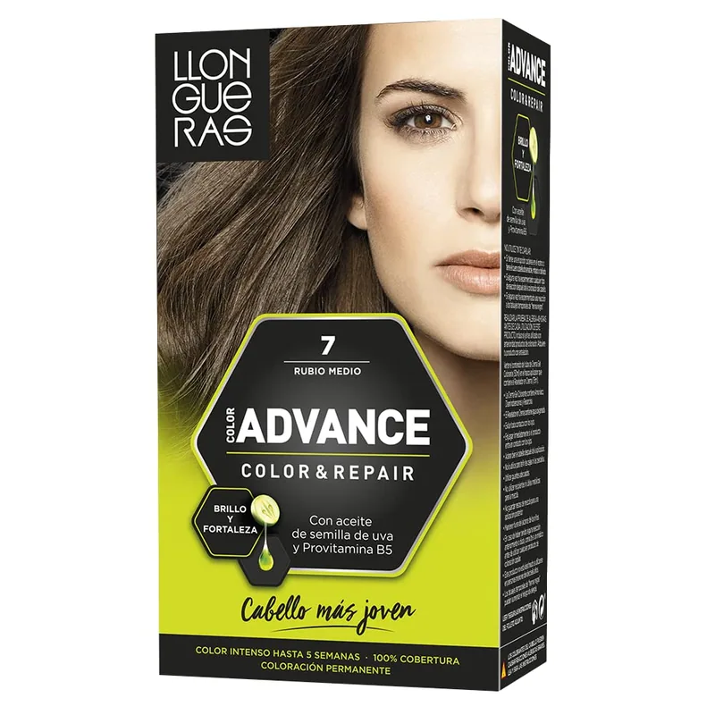 Llongueras Color Advance Tinte Tono 7 Rubio Medio 100 ml - pack de 3 unidades