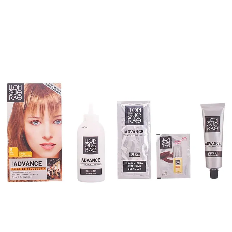 Llongueras Color Advance Tinte Pelo Mujer Tono 8 Rubio Claro 30 ml - pack de 3 unidades