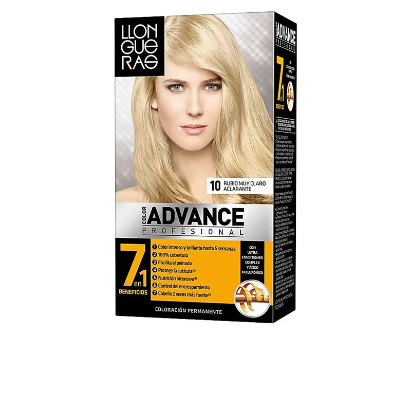Llongueras Color Advance Tinte Tono 10 Rubio Muy Claro Aclarante 50 ml - pack de 3 unidades