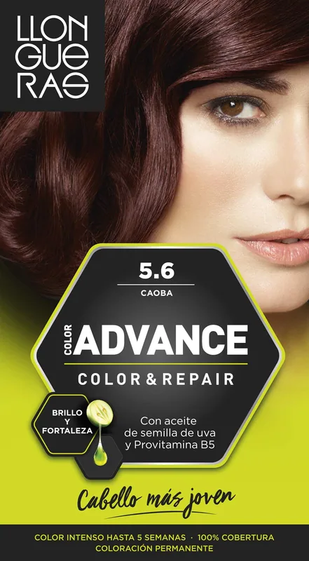 Llongueras Color Advance Tinte Pelo Mujer Tono 5.6 Caoba - pack de 3 unidades