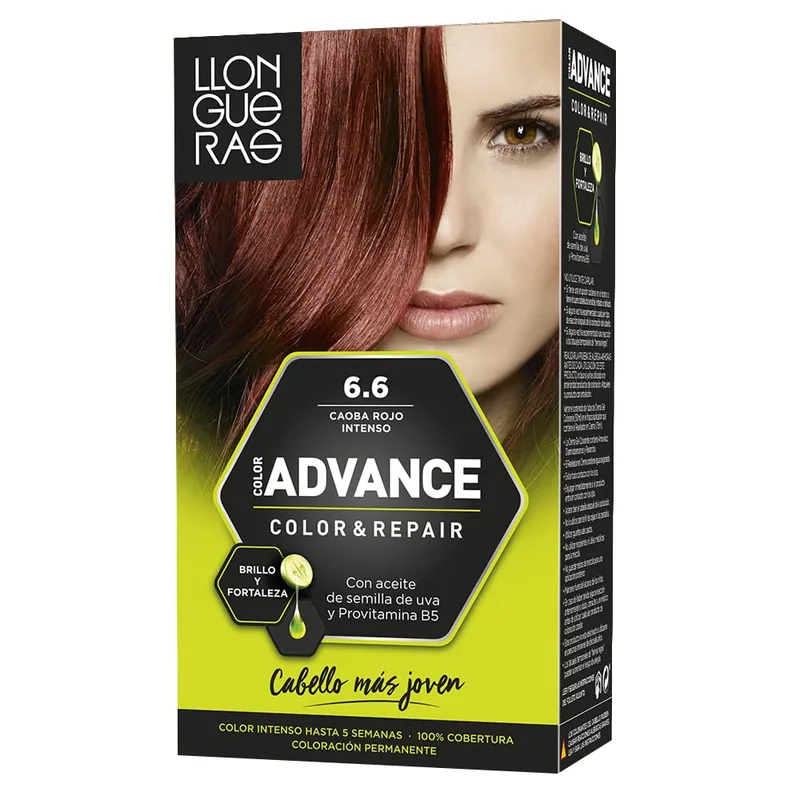 Llongueras Color Advance Tinte Pelo Mujer Tono 6.6 Caoba Rojo Intenso 100 ml - pack de 3 unidades