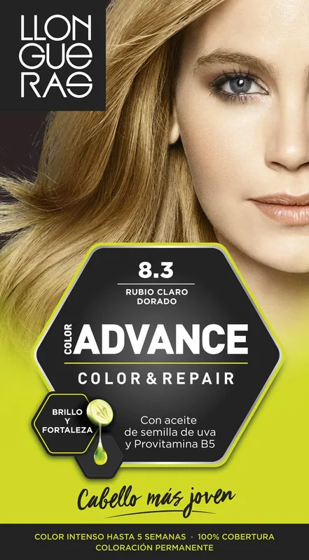 Llongueras Color Advance Tinte Pelo Mujer Tono 8.3 Rubio Claro Dorado - pack de 3 unidades