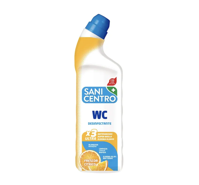 Sanicentro Gel WC Desinfectante Frescor Cítrico 1 L - pack de 12 unidades
