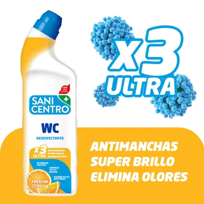 Sanicentro Gel WC Desinfectante Frescor Cítrico 1 L - pack de 12 unidades – foto 2
