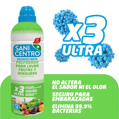 Sanicentro Preparado Desinfectante para Lavar Frutas y Verduras 750 ml - pack de 12 unidades – foto 2