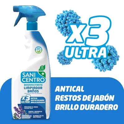 Sanicentro Limpiador de Baños Desinfectante Campos de Lavanda 750 ml - pack de 12 unidades – foto 2