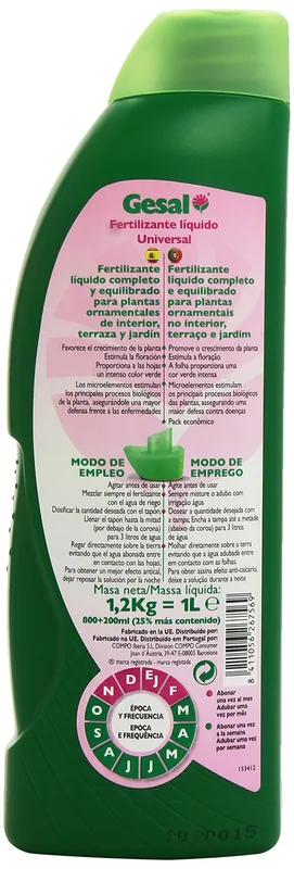 Gesal Fertilizante líquido universal 1 L - pack de 3 unidades