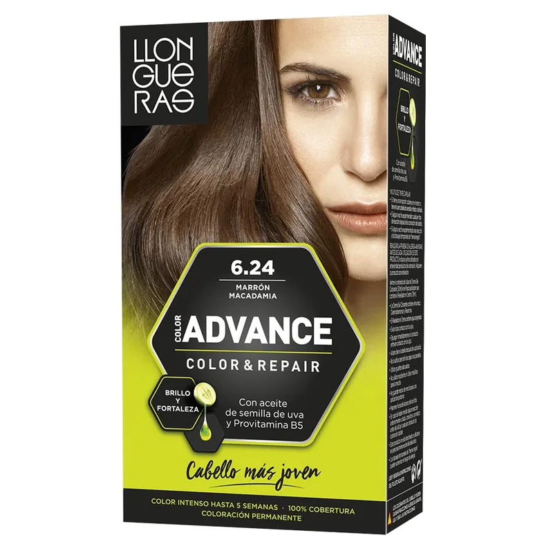 Llongueras Color Advance Tinte Pelo Mujer Tono 6.24 Marrón Macadamia - pack de 3 unidades