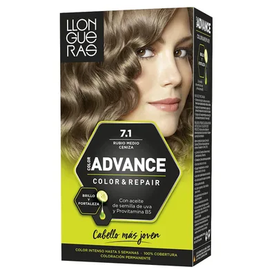 Llongueras Color Advance Tinte Pelo Mujer Tono 7.1 Rubio Medio Ceniza (pack de 3)