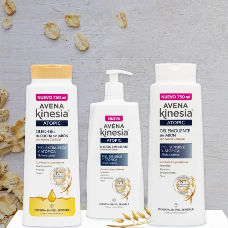 Avena Kinesia Avena Topic Gel Emoliente sin Jabón 750 Ml - pack de 4 unidades