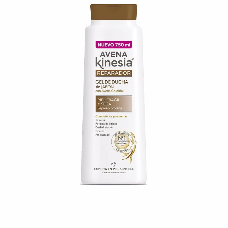 Avena Kinesia Gel de Baño Reparador. Gel de ducha nutritivo con avena coloidal 750 ml - pack de 4 unidades