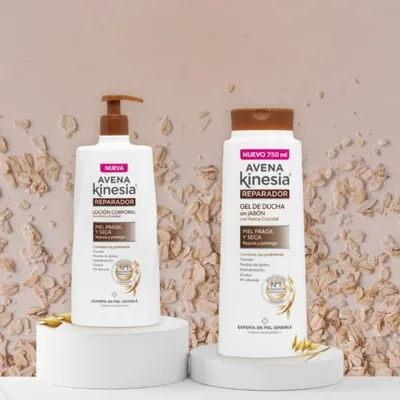 Avena Kinesia Gel de Baño Reparador. Gel de ducha nutritivo con avena coloidal 750 ml - pack de 4 unidades – foto 6
