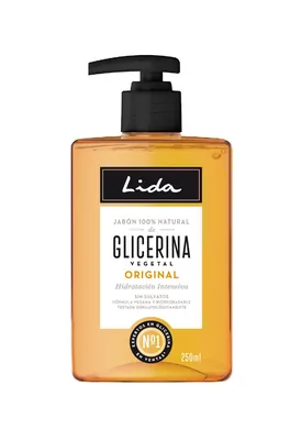 Lida Jabón Líquido de Manos Glicerina 100% Natural 250 ml (pack de 4)