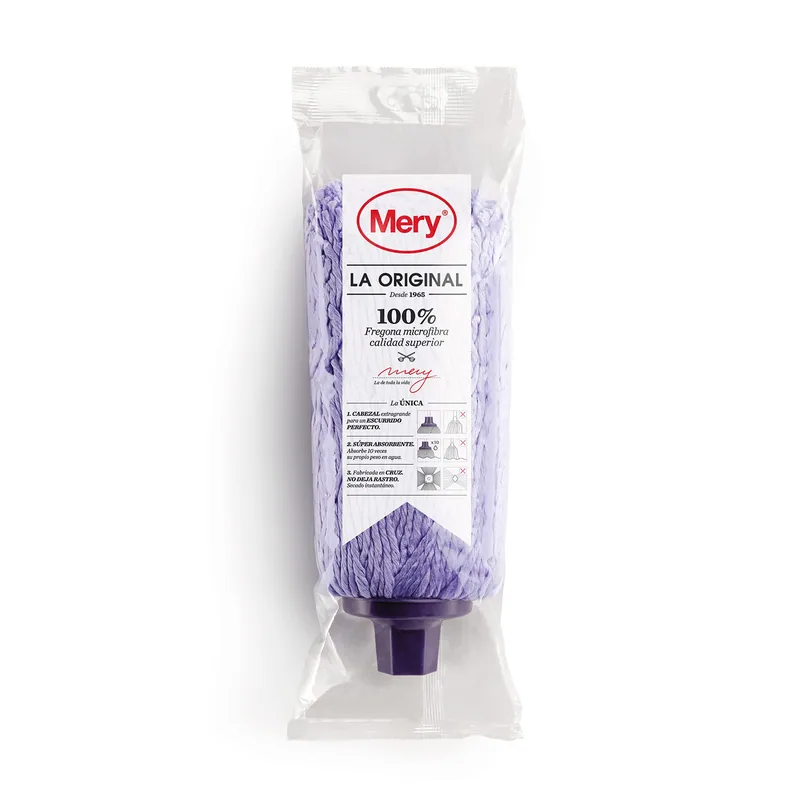 Mery Fregona de Microfibra Extra-Absorbente Lila 22 cm talla 26 cm - pack de 12 unidades