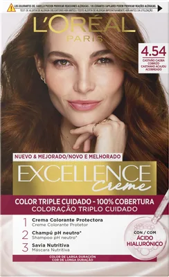 L'Oréal Paris Excellence Creme Tinte Permanente Tono 4.54 Castaño Caoba Cobrizo 60 ml - pack de 3 unidades – foto 1