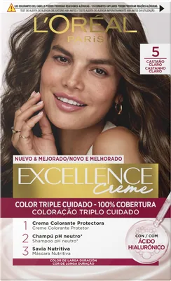 L'Oréal Paris Excellence Creme Tinte Tono 5 Castaño Claro 50 ml (pack de 3)