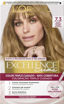 L'Oréal Paris Excellence Crème Tinte Permanente Tono 7.3 Rubio Dorado 60 ml - pack de 3 unidades – foto 1