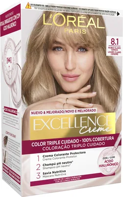 L'Oréal Paris Excellence Crème Tinte Permanente Tono 8.1 Rubio Claro Ceniza (pack de 3)