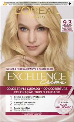 L'Oréal Paris Excellence Crème Tinte Permanente Tono 9.3 Rubio Muy Claro Dorado 60 ml - pack de 3 unidades – foto 1