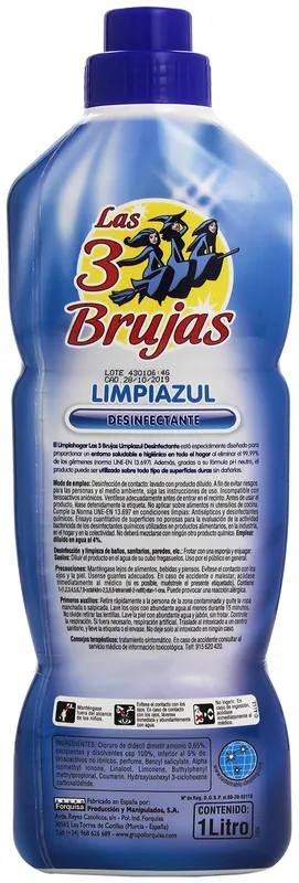 Las 3 Brujas Limpiador Bactericida Desinfectante 1 l - pack de 12 unidades