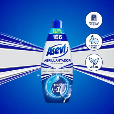Asevi Abrillantador lavavajillas todo en 1 brillo antical 156 lavados 625 ml - pack de 12 unidades – foto 1