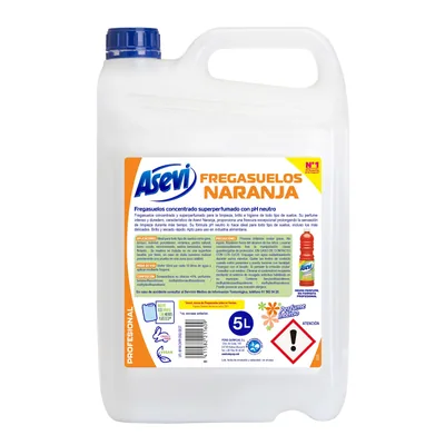 Asevi fregasuelos perfumado naranja 5 L pH neutro (pack de 4)