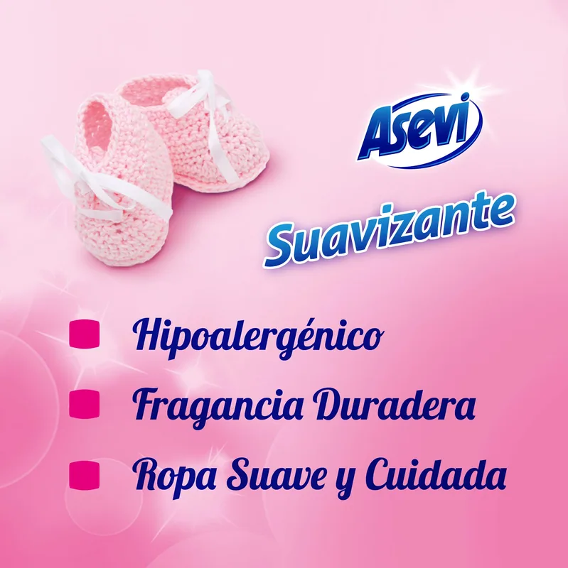 Asevi Suavizante concentrado hipoalergénico talco rosa 60 lavados 44360 ml - pack de 10 unidades