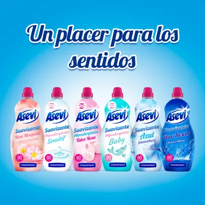 Asevi Suavizante concentrado hipoalergénico talco rosa 60 lavados 44360 ml - pack de 10 unidades – foto 2