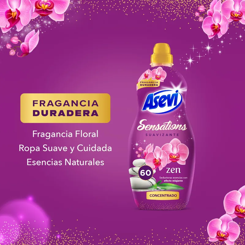 Asevi Suavizante concentrado Sensation Zen 60 dosis 1320 ml - pack de 10 unidades