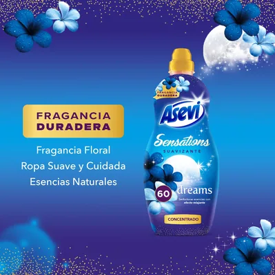 Asevi Suavizante concentrado Dreams fragancia relajante 60 lavados 1440 ml - pack de 10 unidades – foto 1