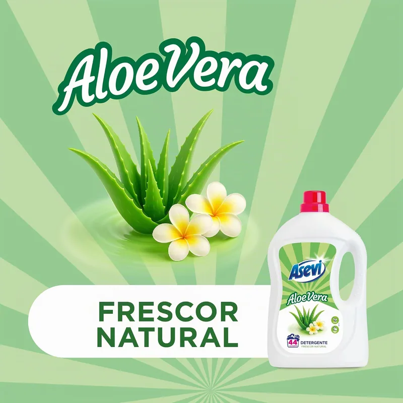 Asevi Detergente líquido aloe vera para ropa blanca y de color 44 lavados 2288 ml - pack de 5 unidades