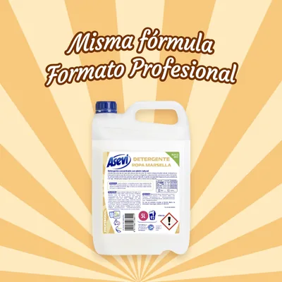 Asevi Detergente líquido para lavadora Marsella jabón natural 92 lavados 5000 ml - pack de 4 unidades – foto 2