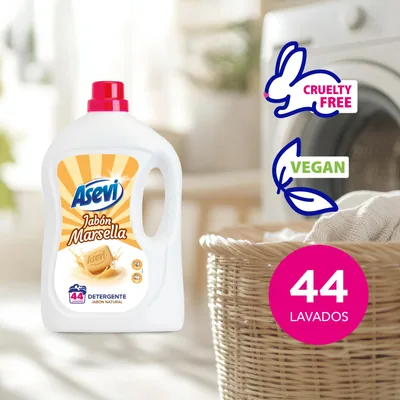 Asevi Detergente líquido para lavadora Marsella jabón natural 44 lavados 2288 ml - pack de 5 unidades – foto 2
