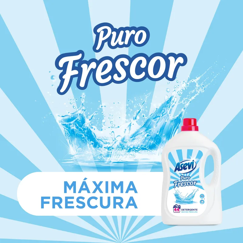Asevi Detergente líquido para lavadora Puro Frescor 44 lavados 2288 ml - pack de 5 unidades