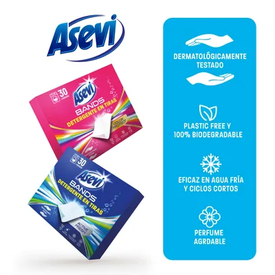 Asevi Bands detergente en tiras para lavadora Active Fresh 30 lavados - pack de 10 unidades – foto 4