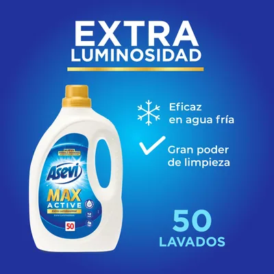 Asevi Detergente líquido quitamanchas Max Active agua fría 50 dosis 2500 ml - pack de 5 unidades – foto 2