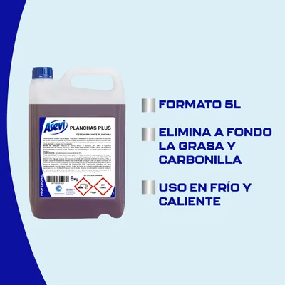 Asevi Profesional desengrasante planchas Plus hornos y freidoras 5 L - pack de 4 unidades – foto 3