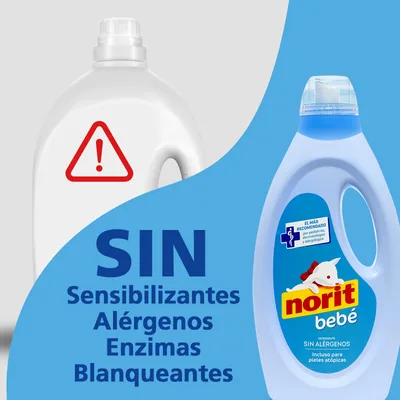 Norit Bebé Detergente Líquido para Ropa de Bebé, 32 lavados 1125 ml - pack de 12 unidades – foto 2