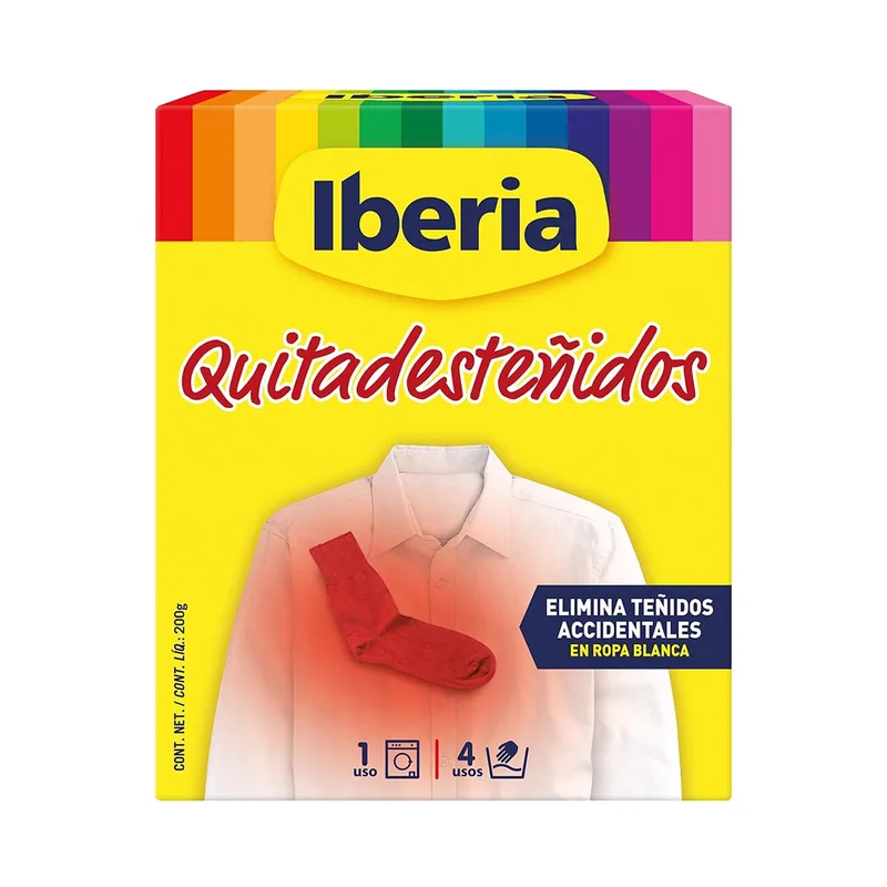 Iberia Quitadesteñidos en Polvo para Ropa Blanca 200g - pack de 4 unidades