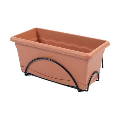 Plastiken balconera Plato Integrado 60X24CM + Soporte Terracota