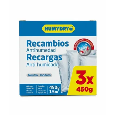 Humydry Set 3 recambios antihumedad para Deshumidificadores 450 g (pack de 2)