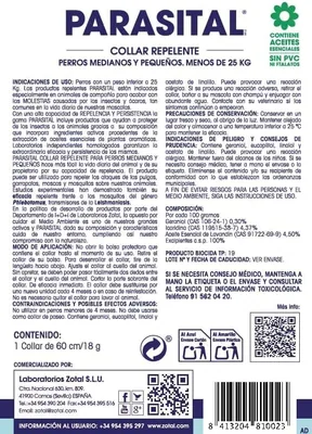 Zotal Collar Antiparasitario para Perros Pequeños y Medianos de Parasital talla 58 cm - pack de 2 unidades – foto 2
