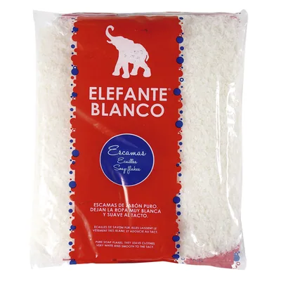 Elefante Blanco detergente en escamas de jabón puro bolsa 400 gr (pack de 6)