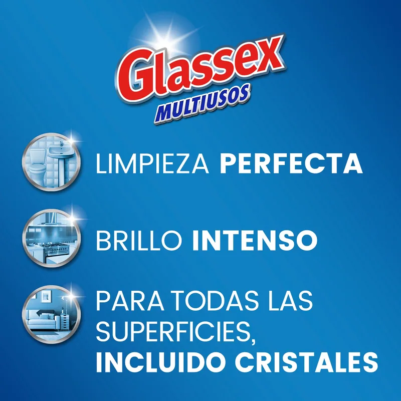 Glassex Limpiador multiusos y cristales pistola spray 750 ml - pack de 12 unidades