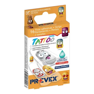 Prevex Infantiles Efecto Tattoo con Gasa Desinfectante 16 Tiras 80 g (pack de 12)