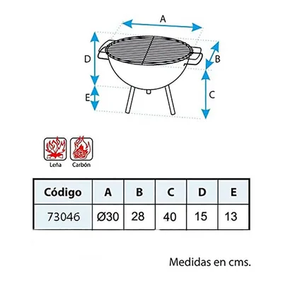Imex El Zorro 71426.0 barbacoa de sobremesa redonda cincada 30x28x40 cm - 1 unidad – foto 2