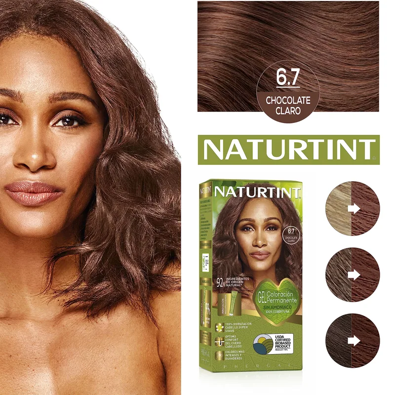 Naturtint Biobased Coloración Tono 6.7 Chocolate Claro 170 ml - pack de 3 unidades