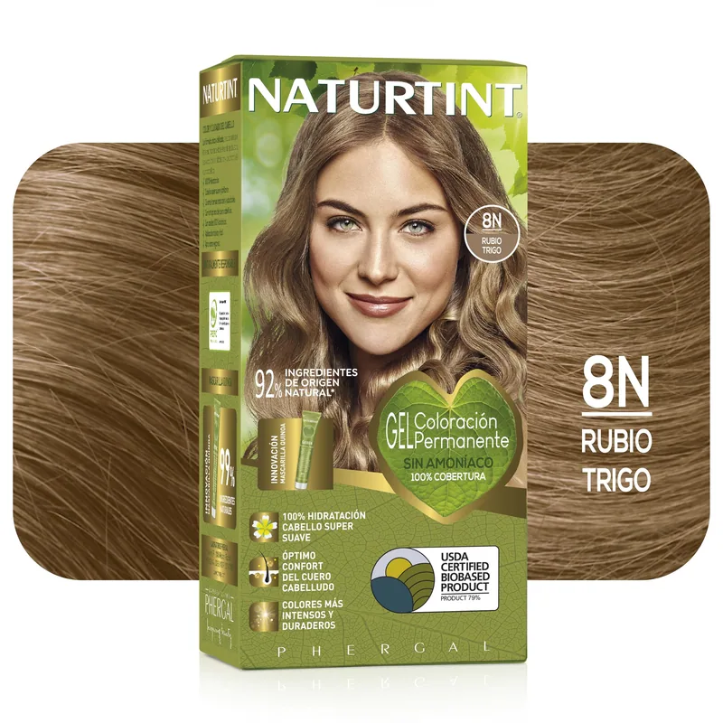 Naturtint Biobased Coloración Tono 8N Rubio Trigo 170 ml - pack de 3 unidades