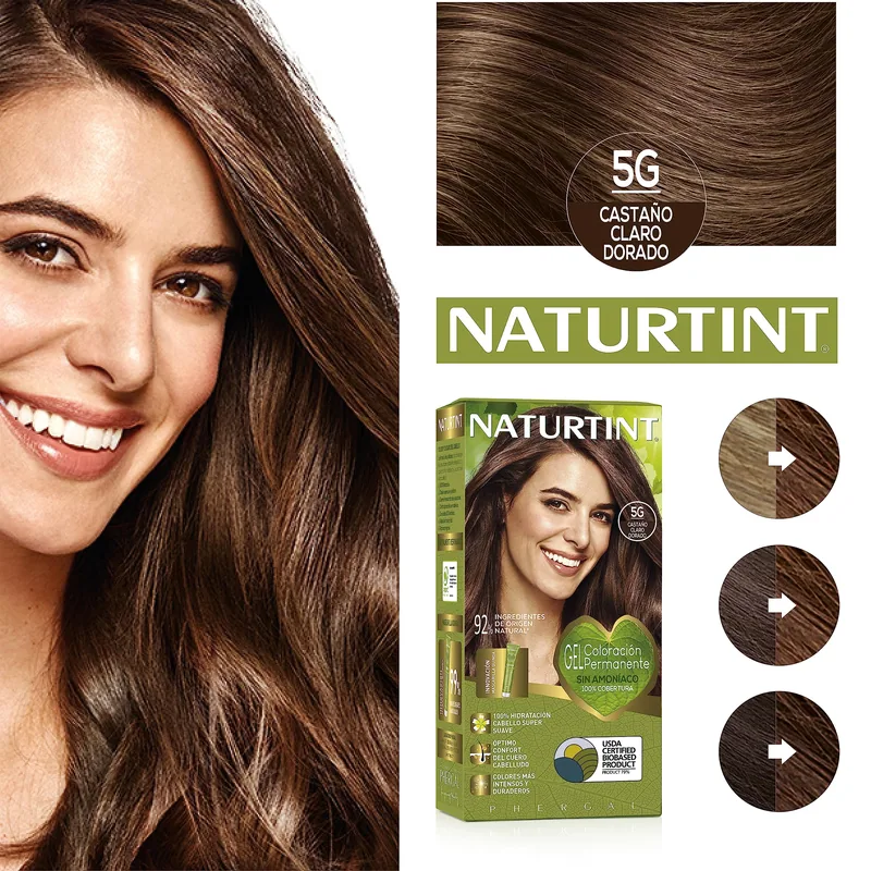 Naturtint Biobased Coloración Tono 5G Castaño Claro Dorado 170 ml - pack de 3 unidades